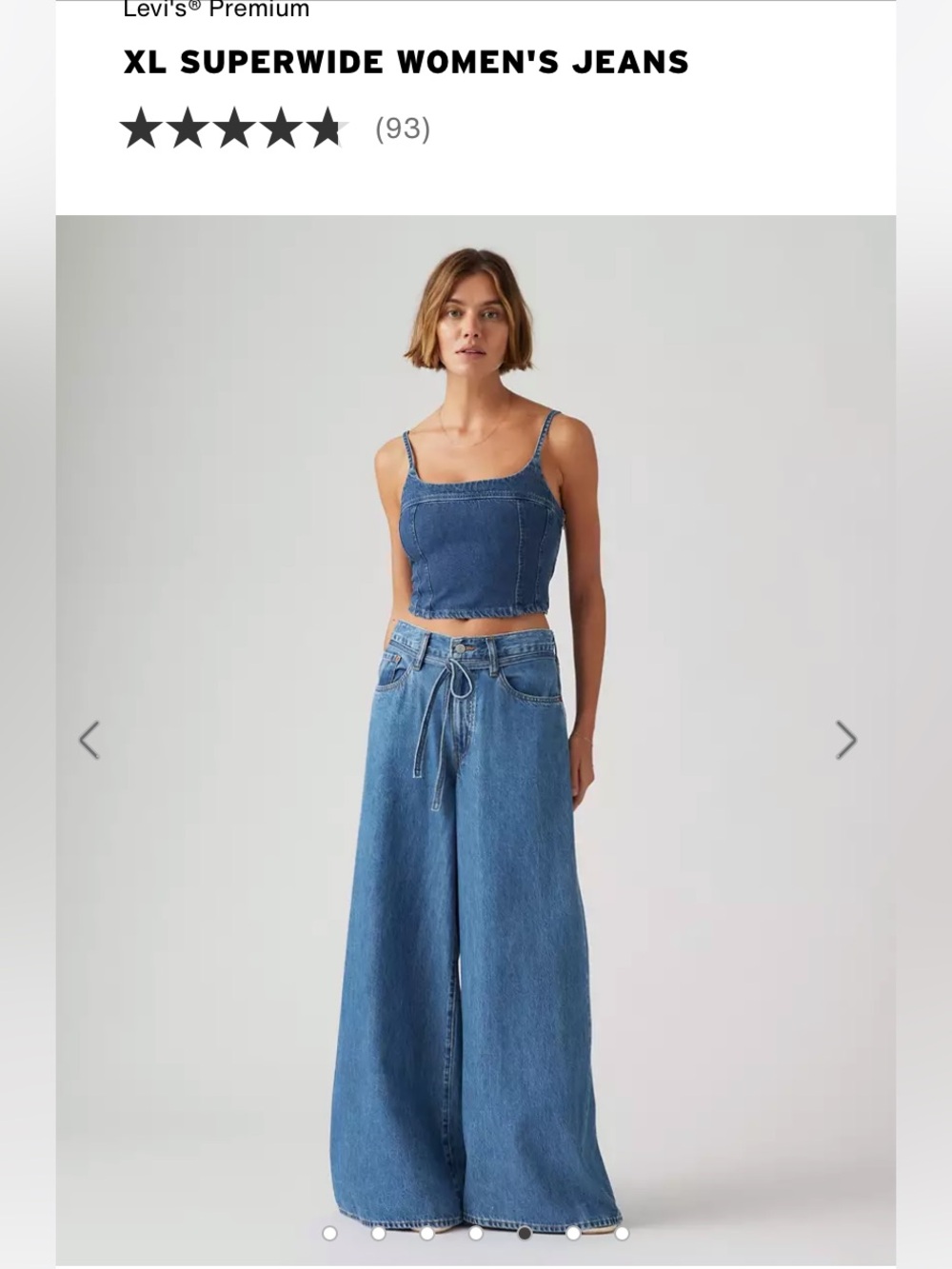 Levi’s Premium XL Superwide Leg Medium Wash Jean with Tie Waist Size 33 - Picture 15 of 16